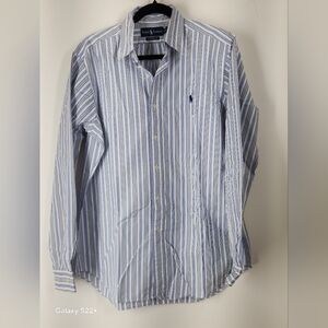 Ralph Lauren Men's Blue and White Striped Shirt Size 15 1/2 34-35.  #G12